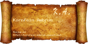 Kornfein Ambrus névjegykártya